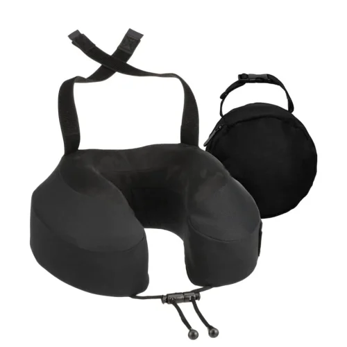 U-Shaped Pillow: Portable Memory Foam Pillow for Travel, Airplanes, and Cars; Provides Stable Support for Head and Neck; Deep Black