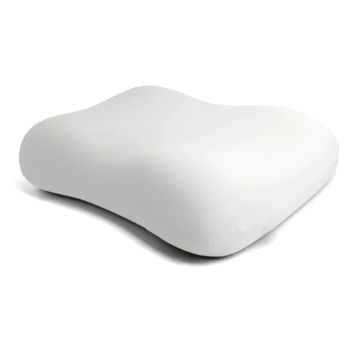 A pillow designed for side and back sleepers, featuring a contour that gently supports the head and neck