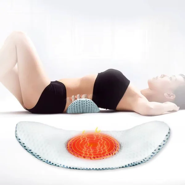 Electric massage and heating lumbar support pillow for use in bed, with stretching function