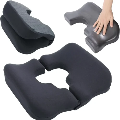 Memory Foam Seat Cushion, Open-Back Coccyx Pillow, Orthopedic Support Cushion