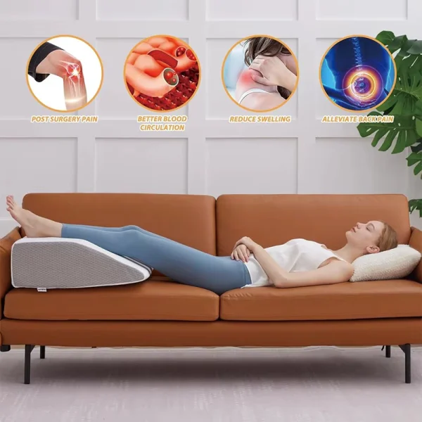 Angled Leg Pillow with Knee Support, Removable Pillowcase, Memory Foam Leg Pillow, Leg Elevation Pillow, Headboard Cushion, Backrest Pillow
