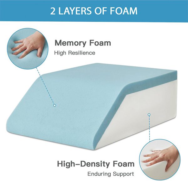 O1CN01eXVXmZ2I9LtUIEdOs_!!2816569243-0-cib Inclined Premium Memory Foam Knee Wedge Pillow for Leg Elevation and Better Sleep; Bedside Cushion with Removable Pillowcase