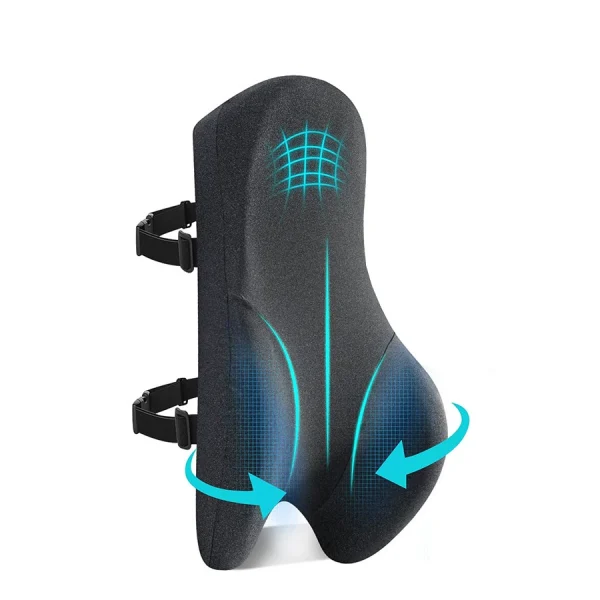 Car Seat Cushion with Memory Foam and Lumbar Support: Ergonomic Design for Office Use, Providing Body Support and Relieving Sciatic Pain