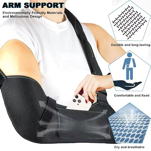 Breathable medical sling with shoulder pads for arms and shoulders, unisex swivel cuffs, wholesale pillow