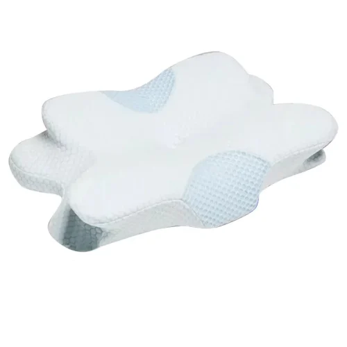 Butterfly-shaped Memory Foam Pillow, Solid Slow-Rebound Neck and Shoulder Wedge Pillow, Neck Support, White, Honeysuckle, Polyester-Cotton Blend, Concave Design