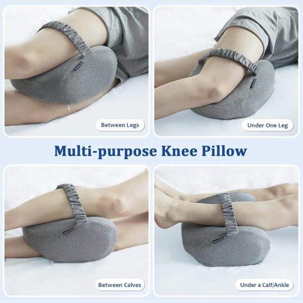 Side Pillow, Cooling Knee Pillow, Memory Foam Leg Pillow, Ergonomic Leg Pillow, Gray