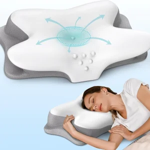 Ergonomic backrest cushion for chairs, wheelchairs, and memory foam car headrests—gray