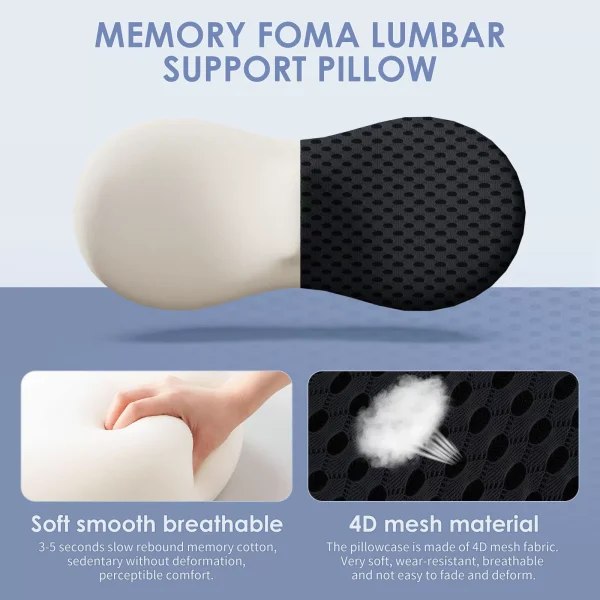 Memory foam breathable car headrest, lumbar support, office cushion, chair cushion, seat cushion, car lumbar cushion, pillow, cross-border