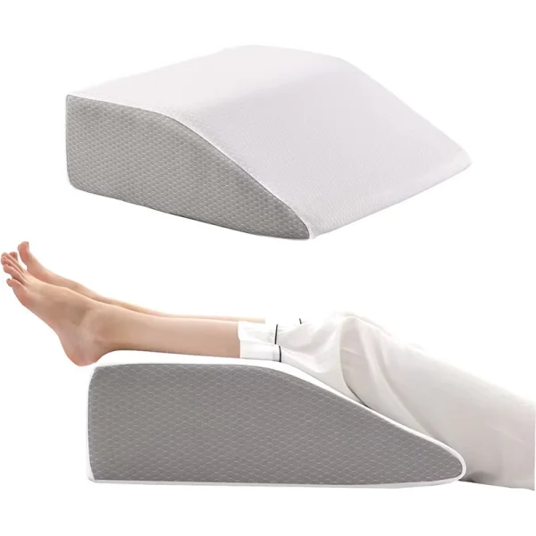 Angled Leg Pillow with Knee Support, Removable Pillowcase, Memory Foam Leg Pillow, Leg Elevation Pillow, Headboard Cushion, Backrest Pillow