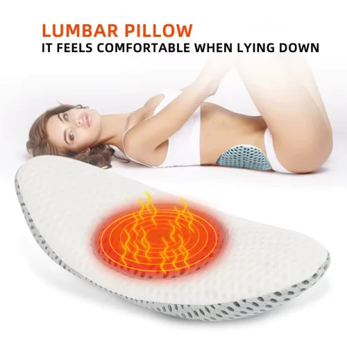 Electric massage and heating lumbar support pillow for use in bed, with stretching function