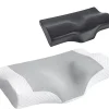 Factory-made memory foam neck pillow designed to relieve back pain; ergonomically designed neck pillow