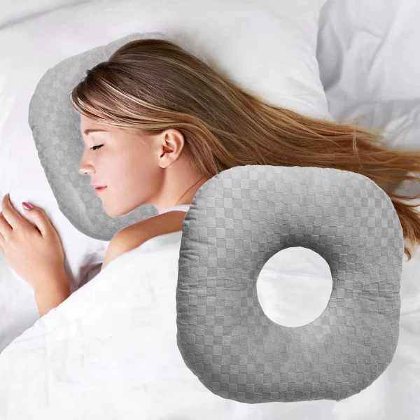 Hollow-core cushion with lumbar support; side-sleeping pillow; ear-opening memory foam pillow; ear-protecting donut pillow; side-sleeping pillow