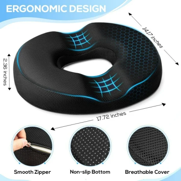 O1CN01qmIkqK2I9LsOMZjnR_!!2816569243-0-cib.jpg_ Memory Foam Seat Cushion: Slow-Rebound O-Shaped Cushion (Doughnut-Shaped) Ideal for People Who Sit for Long Periods