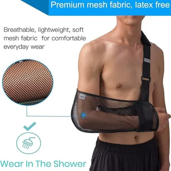 O1CN01qpEt6n1s7MEhnA2It_!!2220254235719-0-cib.jpg_ Adjustable mesh arm sling for showering; provides arm support and wrist protection; for use after arm surgery