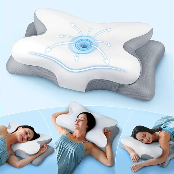 Cross-Border Butterfly-Shaped Memory Foam Pillow with Slow-Rebound Foam, Hotel-Grade, Zero-Pressure, Butterfly-Shaped Cervical Support Pillow Core