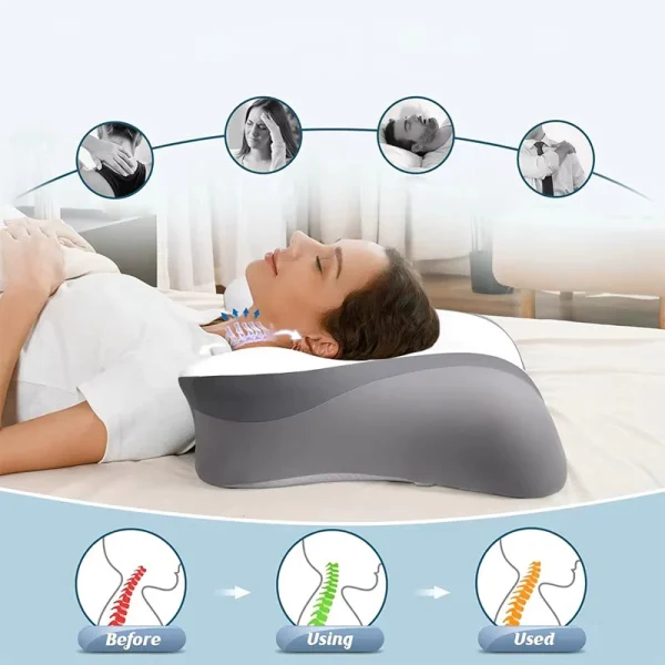 Ergonomic Memory Foam Pillow with Contoured Shape for Side Sleepers to Relieve Neck Pain