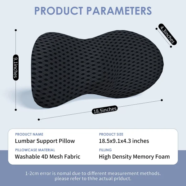 Memory foam breathable car headrest, lumbar support, office cushion, chair cushion, seat cushion, car lumbar cushion, pillow, cross-border