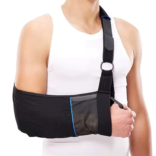 Breathable medical sling with adjustable straps for use after shoulder surgery