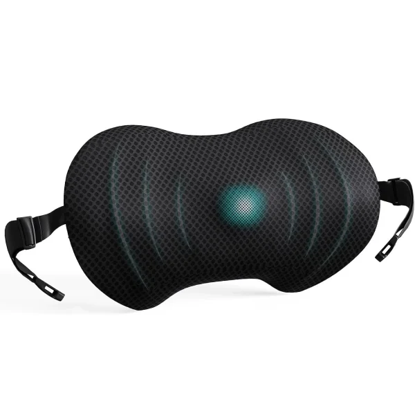 Ergonomic Memory Foam Lumbar Support with Adjustable Shoulder Straps for Cars and Offices, Black