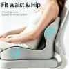 Seat cushion and backrest; support; cushion for protecting the hips and lower back during prolonged sitting