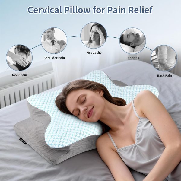 02 Zero-Pressure Memory Foam Pillow: Deep Sleep Neck Support Pillow, Designed for Side Sleepers, Pressure-Relieving and Sleep-Promoting Butterfly-Shaped Pillow