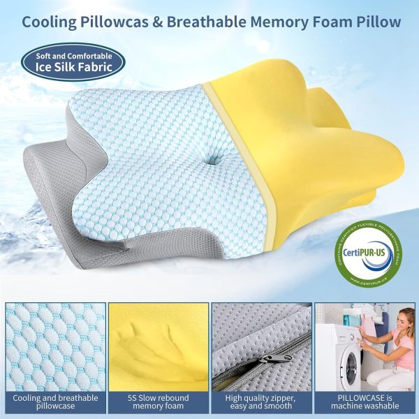 03 Zero-Pressure Memory Foam Pillow: Deep Sleep Neck Support Pillow, Designed for Side Sleepers, Pressure-Relieving and Sleep-Promoting Butterfly-Shaped Pillow