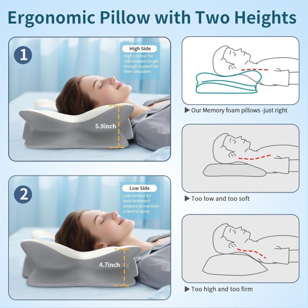 04 Slow-Rebound Memory Foam Butterfly Pillow: Neck Support, Breathable, and Comfortable for the Cervical Spine—Adult Home Use, Adjustable Height for Sleeping