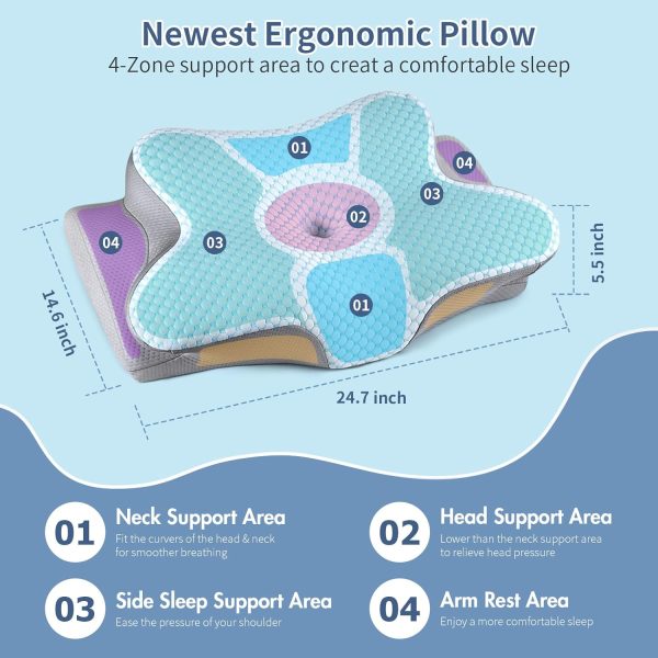 04 Zero-Pressure Memory Foam Pillow: Deep Sleep Neck Support Pillow, Designed for Side Sleepers, Pressure-Relieving and Sleep-Promoting Butterfly-Shaped Pillow