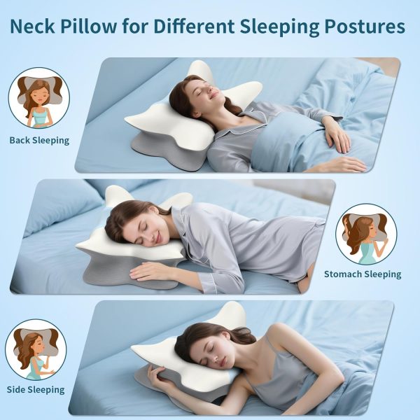 05 Slow-Rebound Memory Foam Butterfly Pillow: Neck Support, Breathable, and Comfortable for the Cervical Spine—Adult Home Use, Adjustable Height for Sleeping