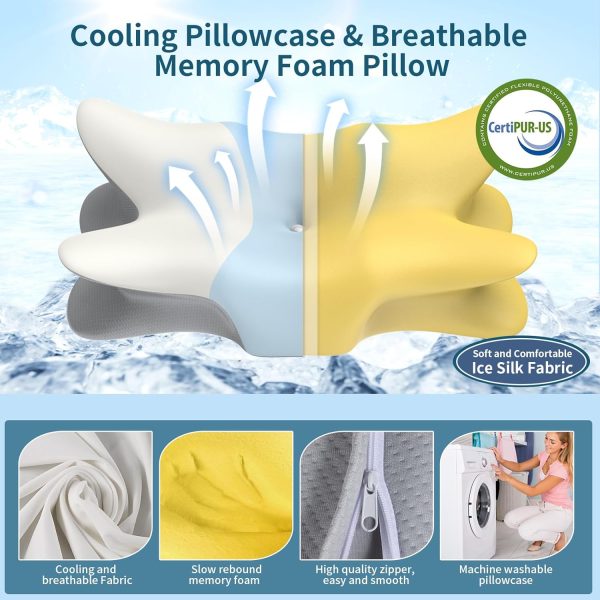 06 Slow-Rebound Memory Foam Butterfly Pillow: Neck Support, Breathable, and Comfortable for the Cervical Spine—Adult Home Use, Adjustable Height for Sleeping