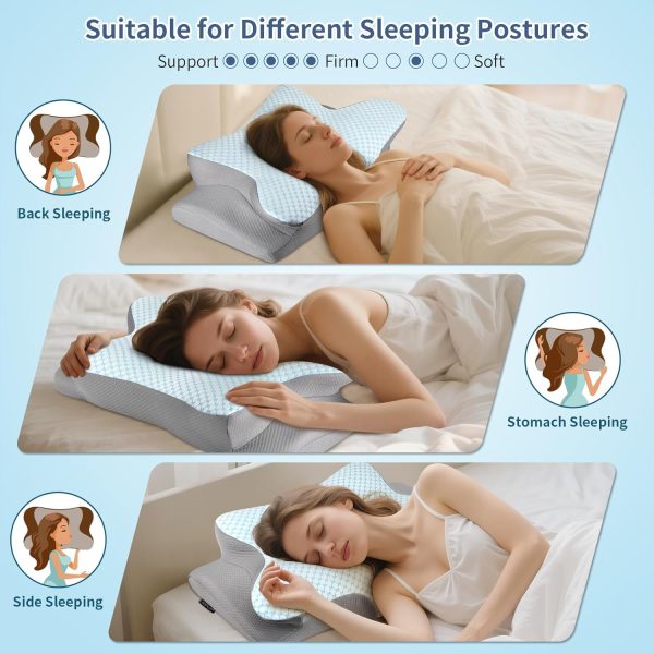 06 Zero-Pressure Memory Foam Pillow: Deep Sleep Neck Support Pillow, Designed for Side Sleepers, Pressure-Relieving and Sleep-Promoting Butterfly-Shaped Pillow