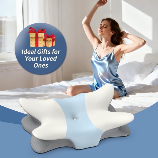 07 Slow-Rebound Memory Foam Butterfly Pillow: Neck Support, Breathable, and Comfortable for the Cervical Spine—Adult Home Use, Adjustable Height for Sleeping