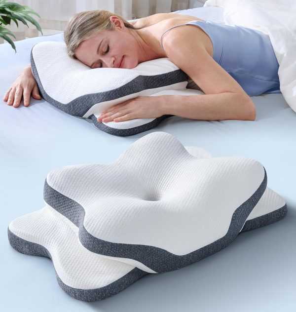 11 Butterfly-shaped memory foam cervical pillow with a breathable, skin-friendly core and pillowcase that conforms to the natural curve of the neck