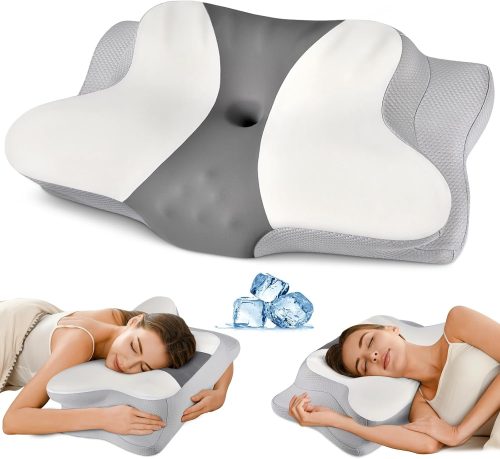 Direct-from-factory wholesale of butterfly-shaped neck pillows: memory foam, slow-rebound, zero-pressure, sleep-enhancing, cooling ice-silk, suitable for multiple sleeping positions