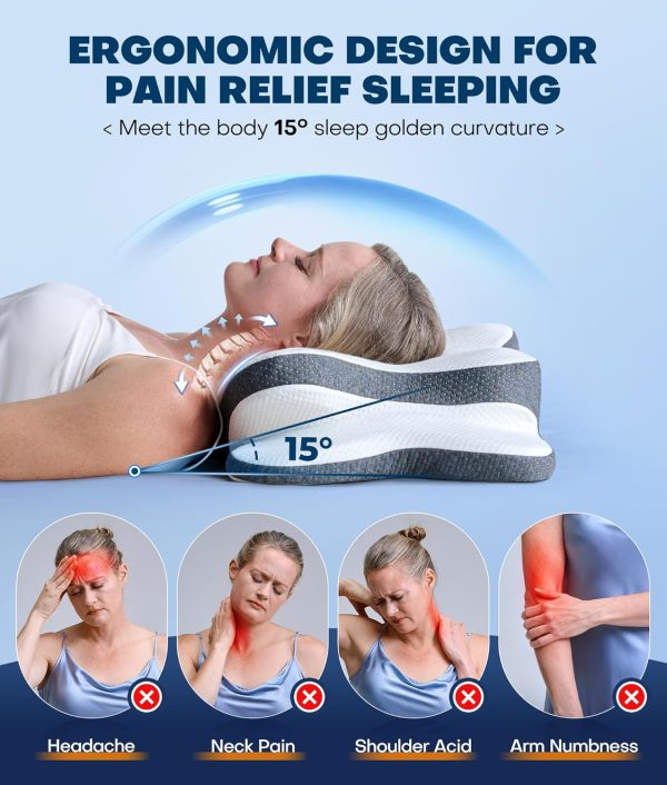 33 Butterfly-shaped memory foam cervical pillow with a breathable, skin-friendly core and pillowcase that conforms to the natural curve of the neck