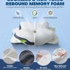 55 Butterfly-shaped memory foam cervical pillow with a breathable, skin-friendly core and pillowcase that conforms to the natural curve of the neck