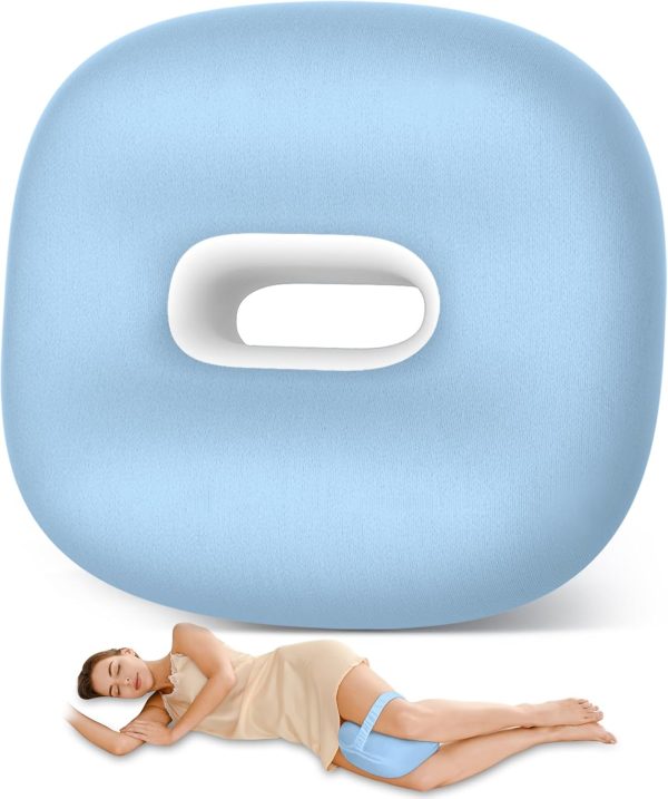 Memory Foam Hollow Leg Knee Pillow for Side Sleepers, Ergonomic Separation Leg Cushion Relieve Hip Pelvic Pain for Pregnancy