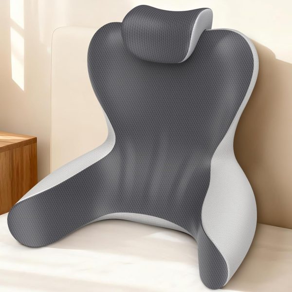 Reading Pillow for Lounging in Bed, 22”H Bed Rest Pillows with Padded Arms, Back Cushions for Sitting Upright, Ergonomic Lumbar Support Cushion for Gaming, Working, Napping, Relaxing, Binging TV Shows
