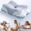 Orthopedic Neck Pillow for Chronic Pain Relief - Ergonomic Shredded Foam Pillow for Sleeping, Curved Contour Side Sleeper Pillow for Spine Support, Cervical Bed Pillow for Back Stomach Sleepers