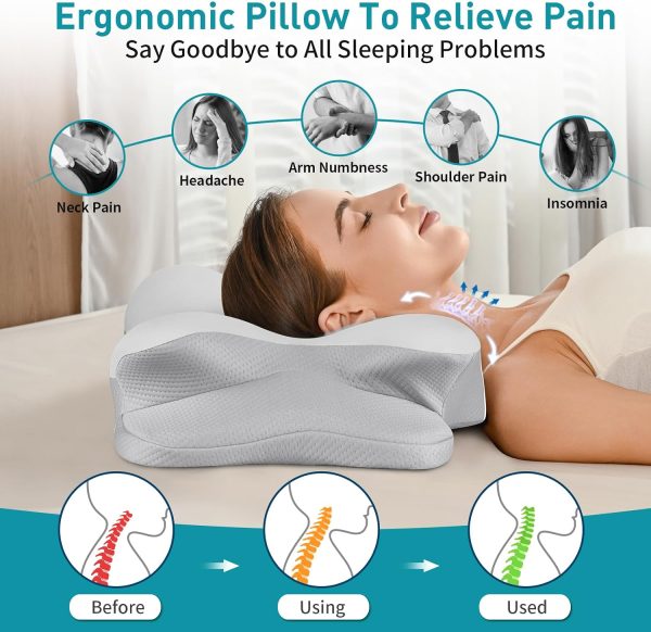 71oDTgwQZoL._AC_SL1500_ Sidney Sleep Adjustable Neck Support Pillow, Curved Contour Cervical Pillow with Extra Shredded Fill, Ergonomic Bed Pillow for Side