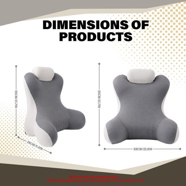 Dracey Bed Reading Pillow for Sitting in Bed, Support Pillow for Upright Bed Sitting, Padded Back Rest Lumbar Pillows with Armrests, for TV Viewing, Gaming, Office Work & Daily Rest, Ergonomic Waist & Lumbar Support Cushion
