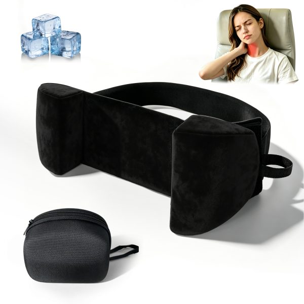 1 Travel Airplane Neck Pillow, Hanging Head Support Pillow for Sleeping on Plane Train Car, Portable Anti‑Drop Travel Headrest for Adults Kids