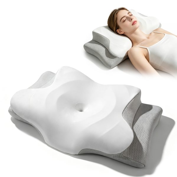 Butterfly Shaped Memory Foam Cervical Pillow, Ergonomic Contour Neck Support Pillow for Side Back Stomach Sleepers, Orthopedic Pillow for Neck Pain Relief