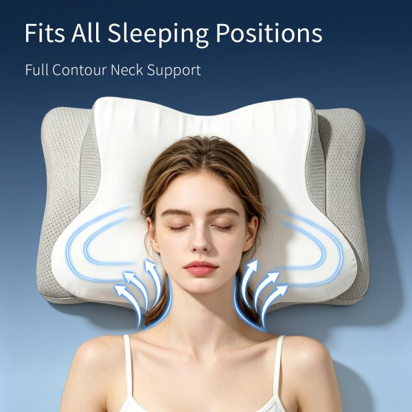 Memory Foam Cervical Pillow, Ergonomic Neck Support Pillow for Side Back Stomach Sleepers, Adjustable Contour Orthopedic Pillow for Neck Pain Relief