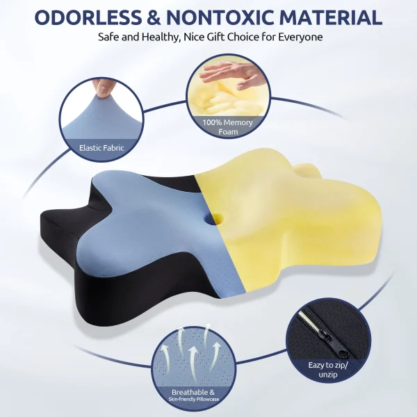 Factory‑Direct Butterfly‑Shape Memory Foam Pillow, Ergonomic Sleeping Neck Cushion