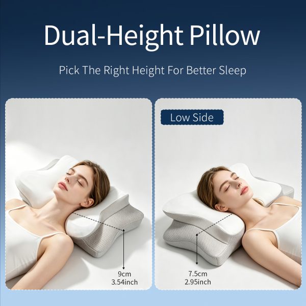 Memory Foam Cervical Pillow, Ergonomic Neck Support Pillow for Side Back Stomach Sleepers, Adjustable Contour Orthopedic Pillow for Neck Pain Relief