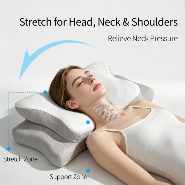 Butterfly Shaped Memory Foam Cervical Pillow, Ergonomic Contour Neck Support Pillow for Side Back Stomach Sleepers, Orthopedic Pillow for Neck Pain Relief