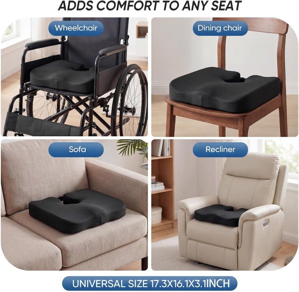 Wholesale Memory Foam Wheelchair Seat Cushion, Ergonomic Pressure Relief Coccyx Cushion, Non‑Slip Chair Pad for Elderly & Disabled