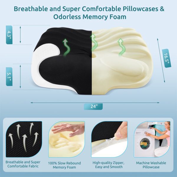 Wholesale Ergonomic Butterfly Memory Foam Pillow, Breathable Cervical Neck Support Pillow for Side & Back Sleepers
