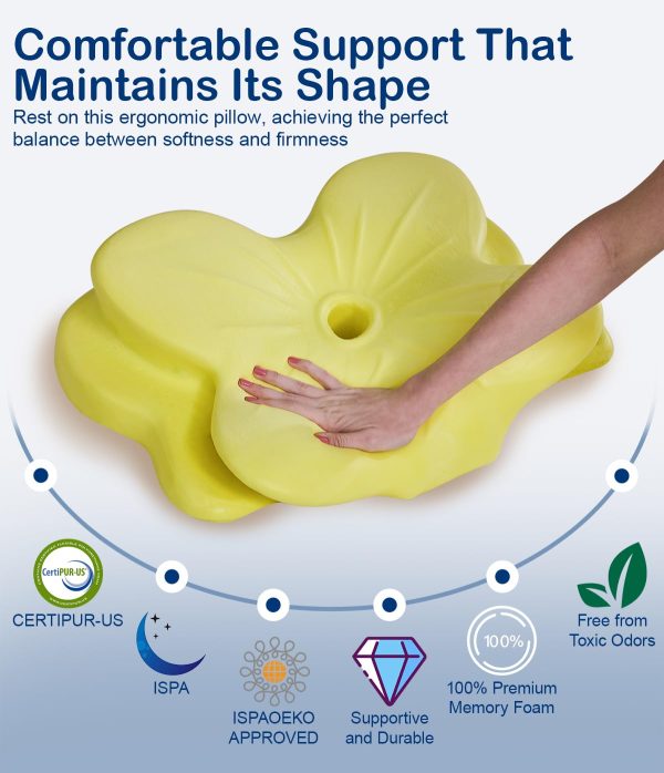 Wholesale Ergonomic Memory Foam Cervical Pillow, Hollow Center Design Neck Support Pillow for Pain‑Relief Sleeping, Custom Logo Available